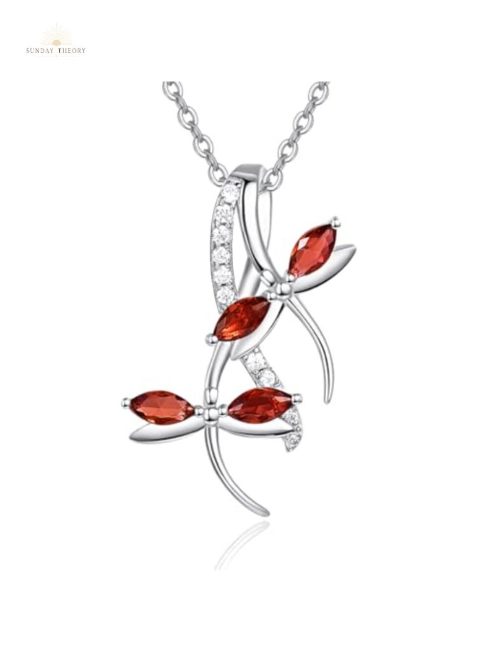 S925 Sterling Silver Dragonfly Pendant Necklace 18+2" Adjustable Chain